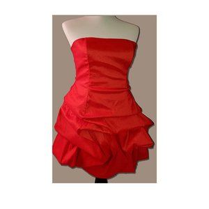 Red sleeveless ruffle Prom/Cocktail fitted bodice